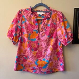 Sugarlips Vibrant Pink and Orange Floral Blouse